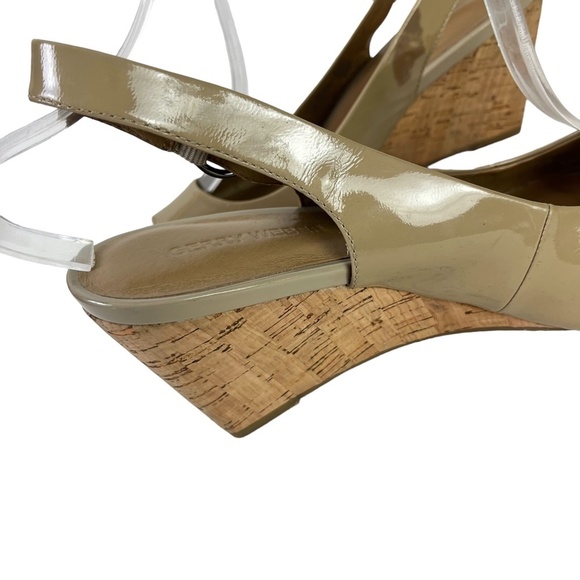 GERRY WEBER Genuine Leather Open Peep Toe Slingback Cork Wedge Shoes Sandals 38 - Picture 13 of 16